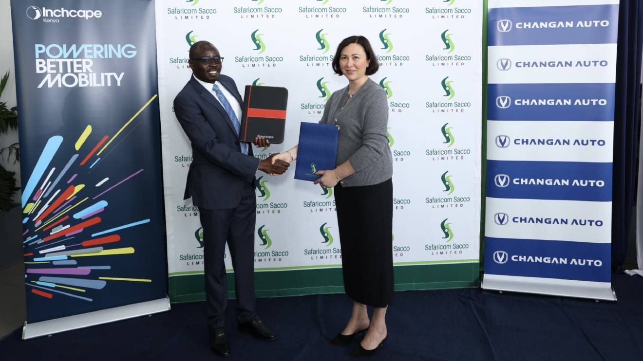 Julia Vershinskaya, Managing Director of Inchcape Kenya, and CPA Joseph Njoroge, CEO of Safaricom Sacco. PHOTO/COURTESY